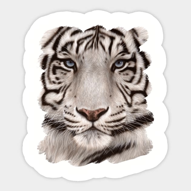 White Tiger Face Painting Sticker by rachelstribbling